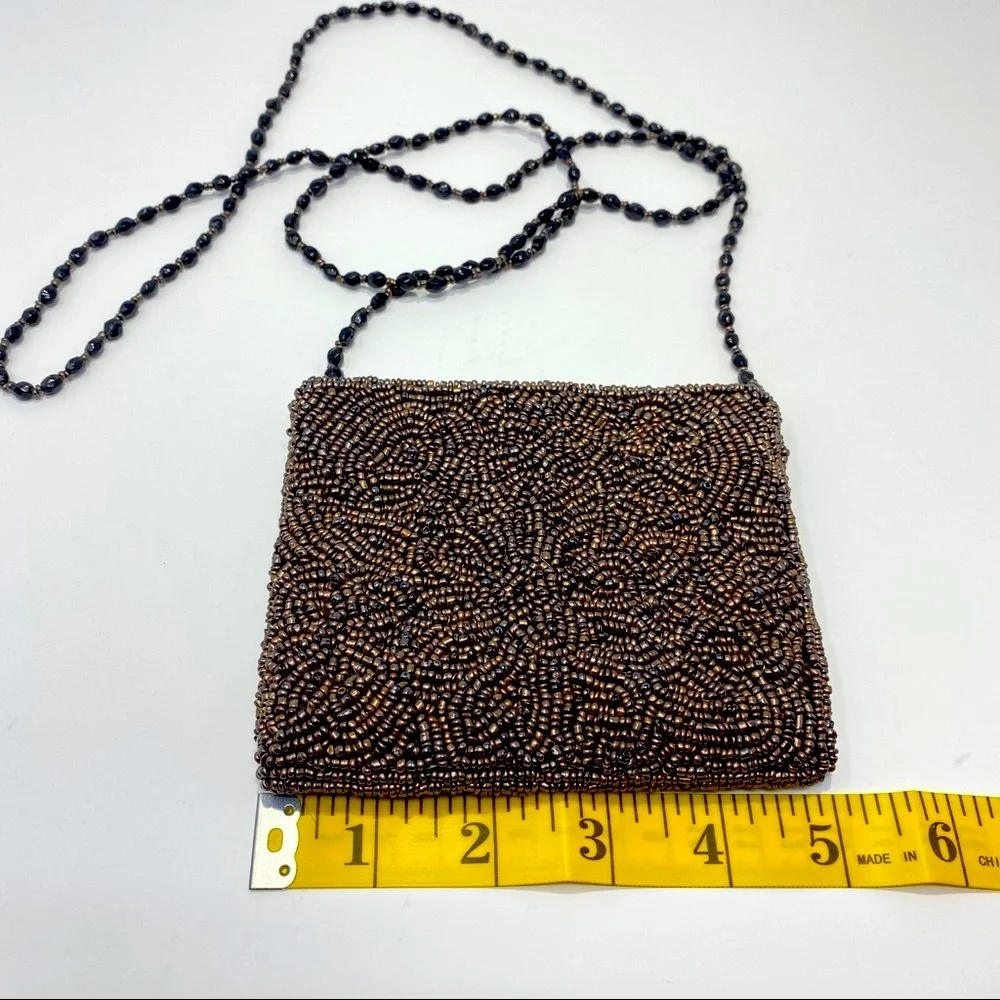 Moyna Beaded Bronze Mini Evening Crossbody Bag - Picture 7 of 10